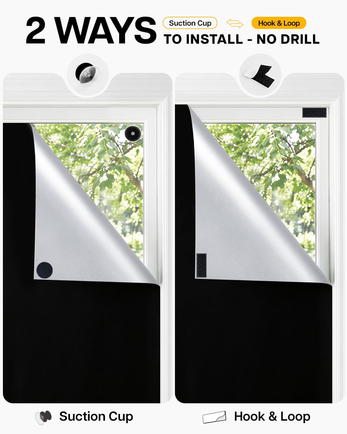 Portable Blackout Shades(57"X79") | DIY Cut-To-Fit for Travel, Dorm & RV, No-Drill Mounting on Any Surface, 100% Blackout Curtains with Storage Bag
