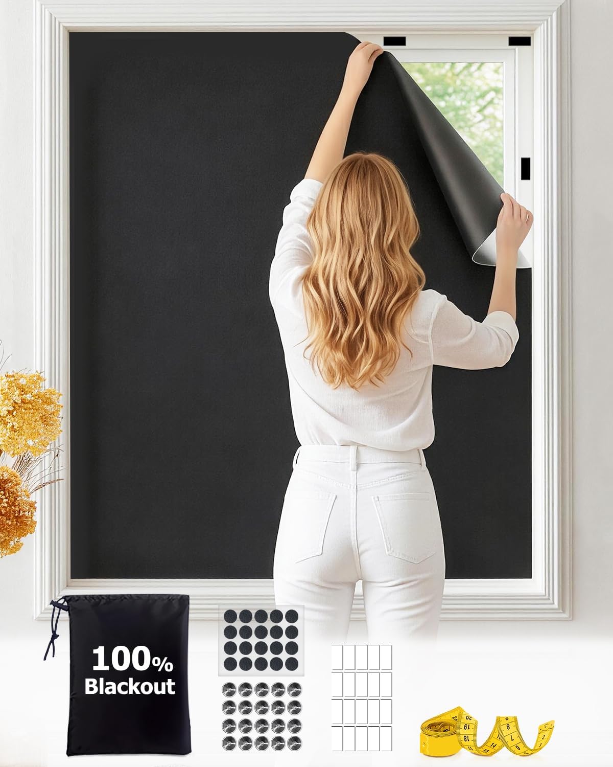 Portable Blackout Shades(57"X79") | DIY Cut-To-Fit for Travel, Dorm & RV, No-Drill Mounting on Any Surface, 100% Blackout Curtains with Storage Bag