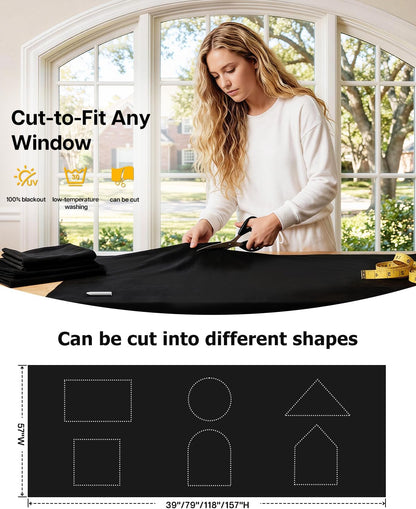 Portable Blackout Shades(57"X79") | DIY Cut-To-Fit for Travel, Dorm & RV, No-Drill Mounting on Any Surface, 100% Blackout Curtains with Storage Bag