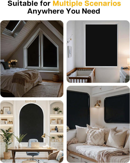 Portable Blackout Shades(57"X79") | DIY Cut-To-Fit for Travel, Dorm & RV, No-Drill Mounting on Any Surface, 100% Blackout Curtains with Storage Bag